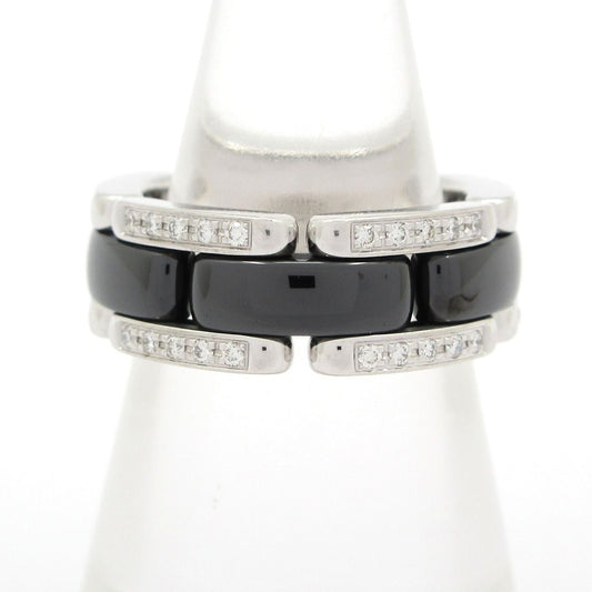 Chanel Ring 48 Ultra Collection 18k White Gold Black Ceramic Diamond