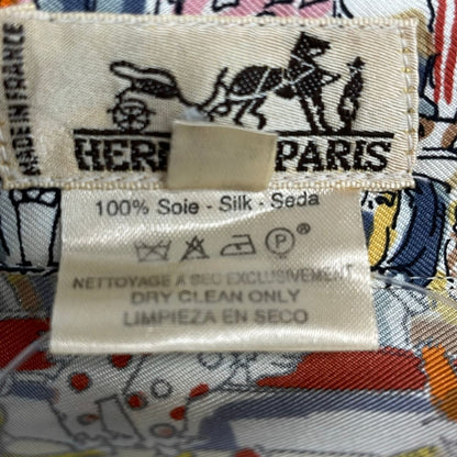 Hermes Long Sleeve Shirt Blouse 42 L Ivory Multi Cirque Molier Sacas 42 — view 4