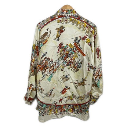 Hermes Long Sleeve Shirt Blouse 42 L Ivory Multi Cirque Molier Sacas 42 — view 2