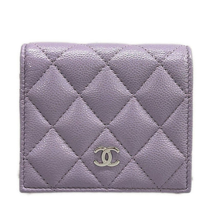 Chanel Bifold Wallet Quilted Light Purple Silver