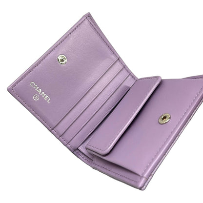 Chanel Bifold Wallet Quilted Light Purple Silver — view 3