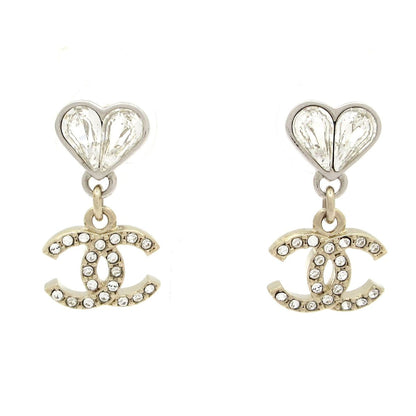 Chanel Earrings Silver Gold CC Logo