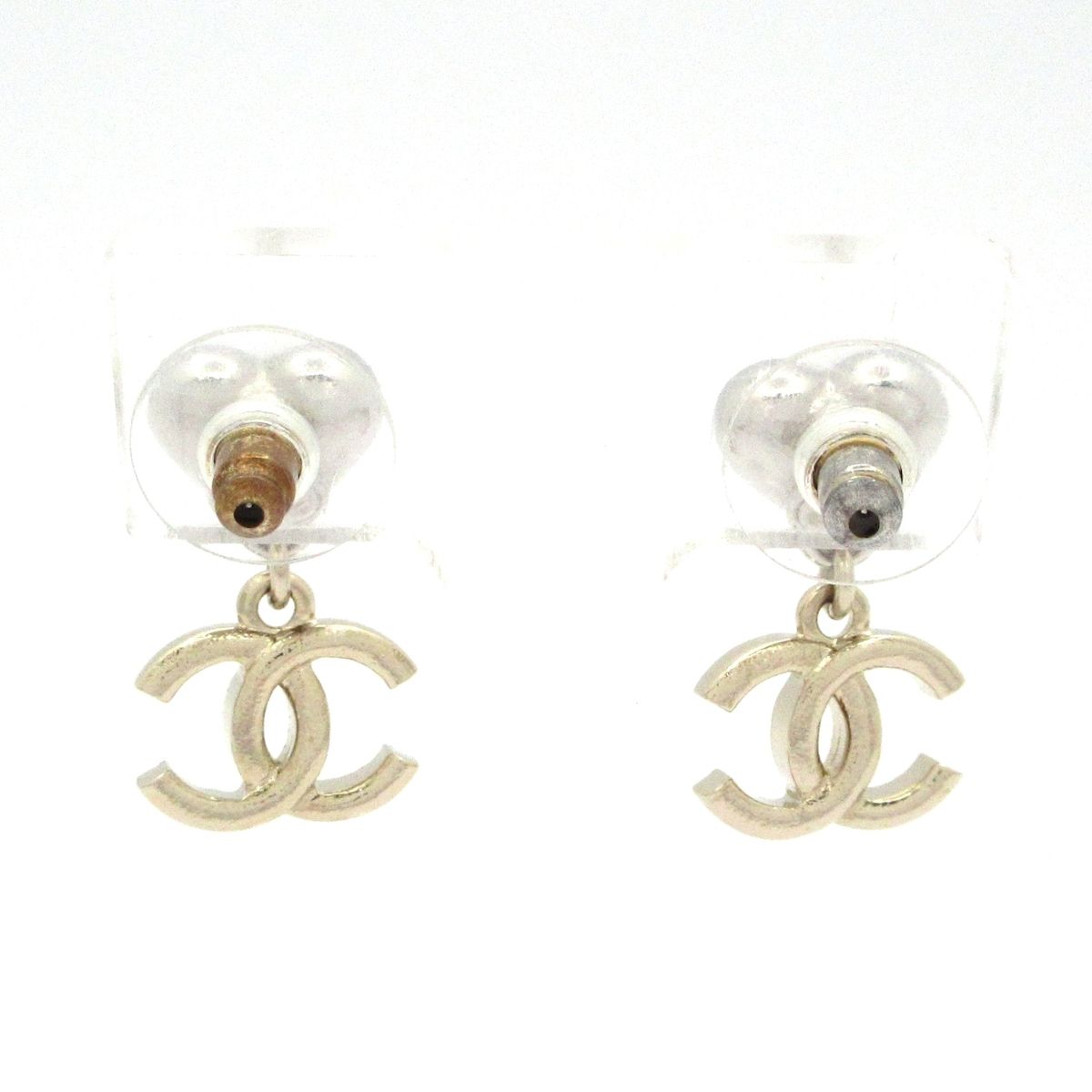 Chanel Earrings Silver Gold CC Logo — view 3