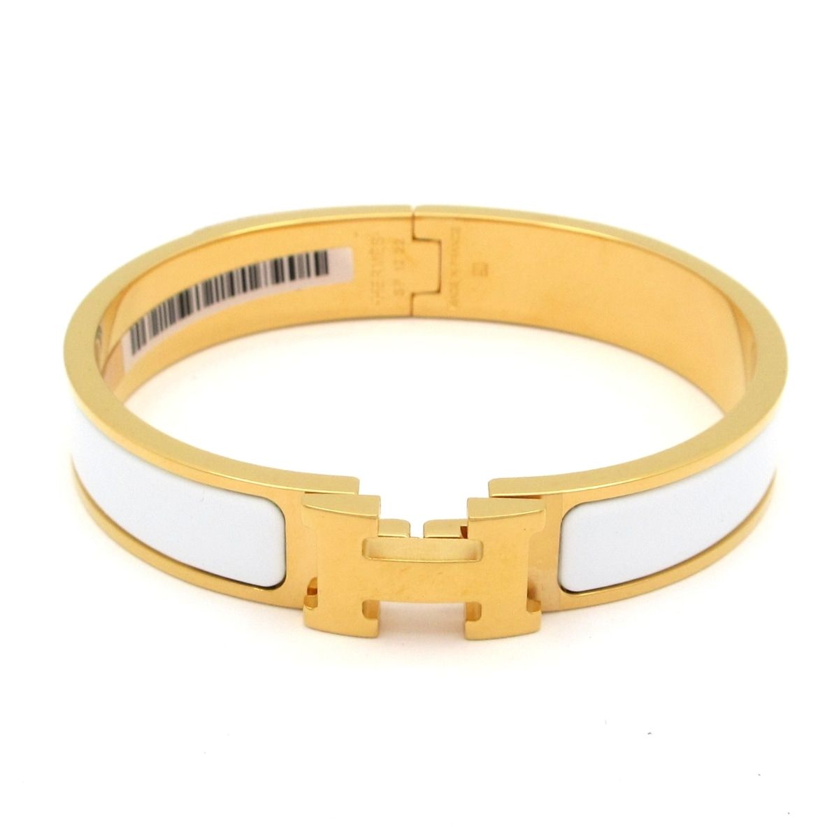 Hermes Bangle Click Gold White Bracelet