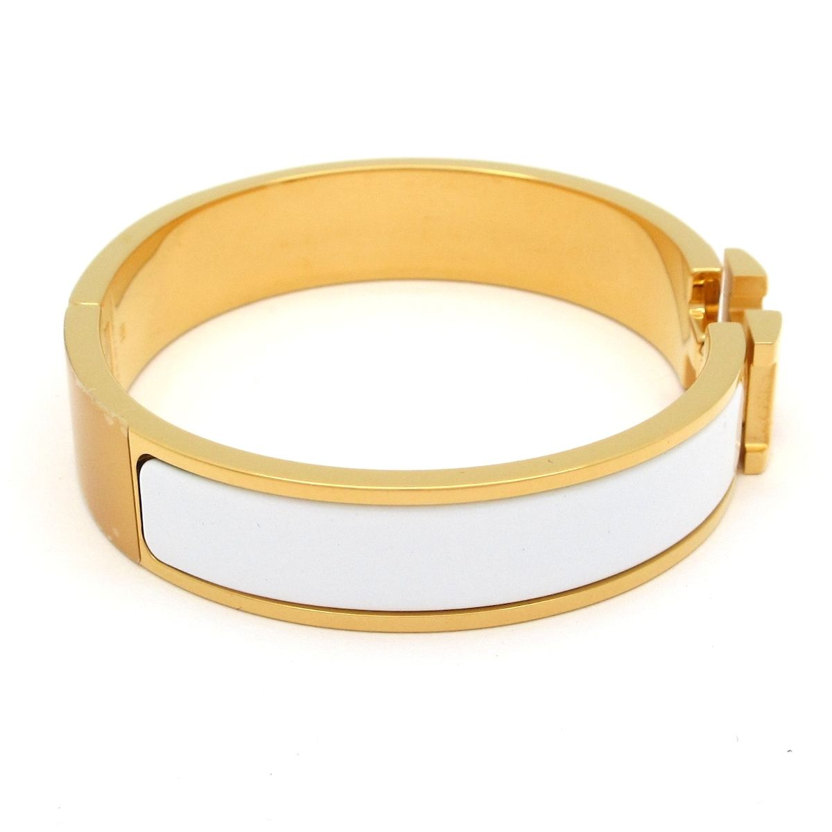 Hermes Bangle Click Gold White Bracelet — view 2