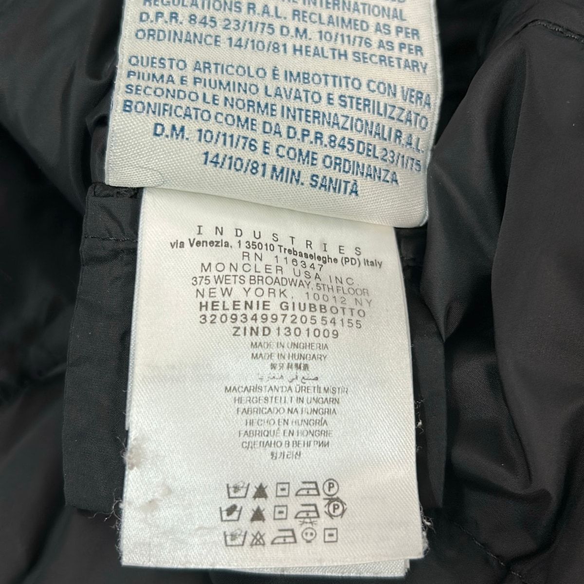 Moncler Down Coat 2 M Heleine Black Long Sleeve Winter — view 5