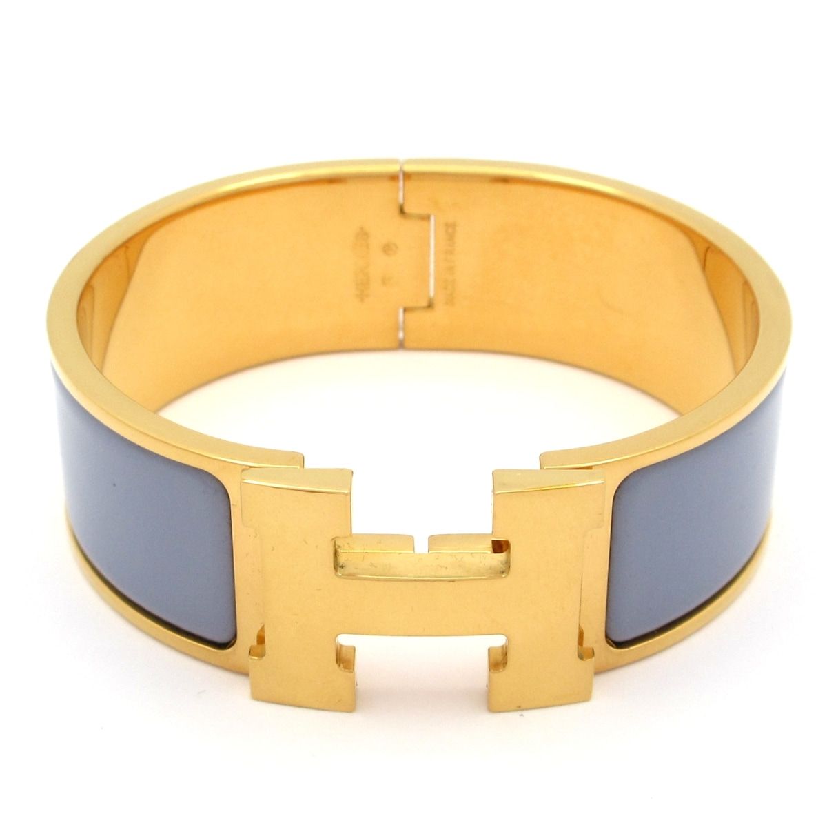 Hermes Bangle Clic Clac Gold Blue Gray Bracelet