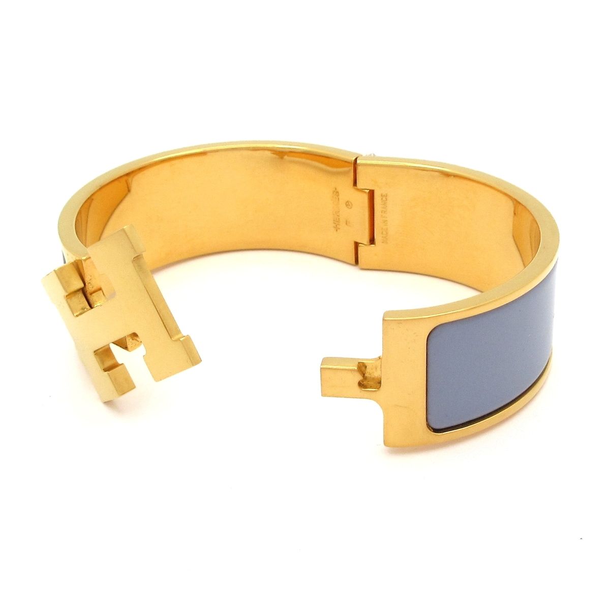 Hermes Bangle Clic Clac Gold Blue Gray Bracelet — view 5