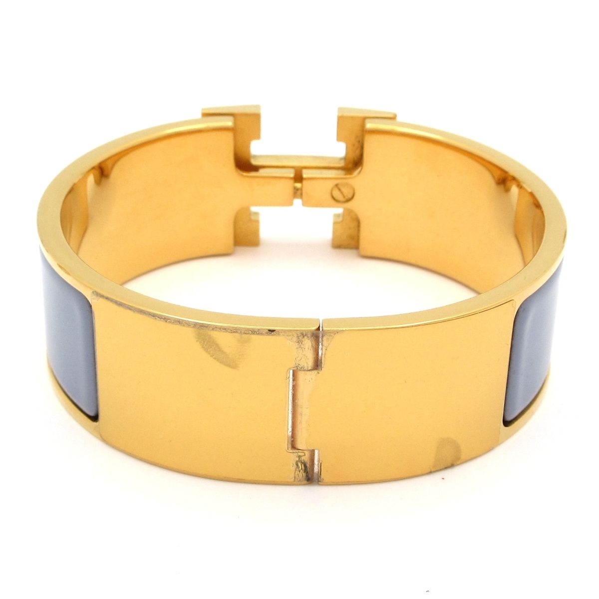 Hermes Bangle Clic Clac Gold Blue Gray Bracelet — view 3
