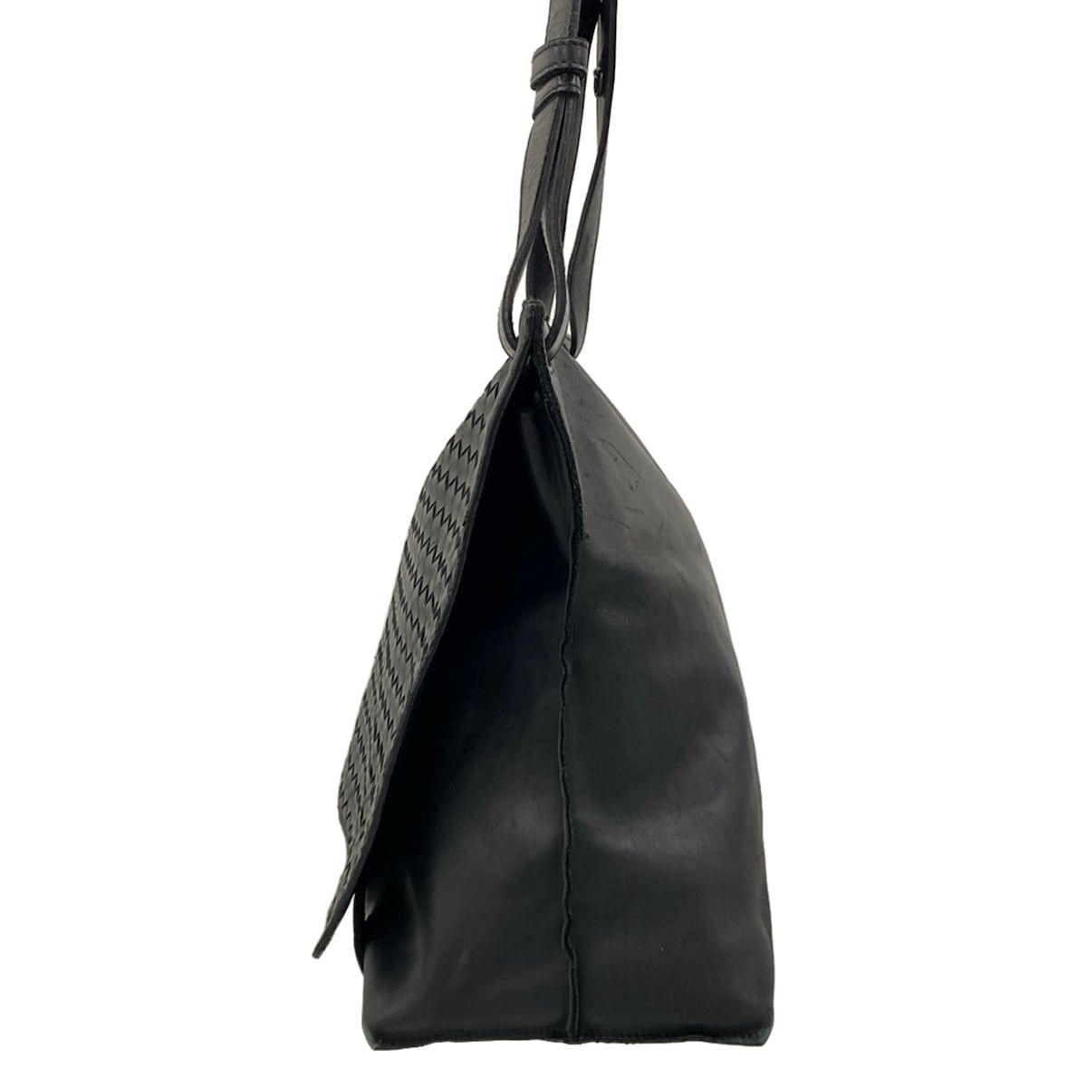 Bottega Veneta Shoulder Bag Intrecciato Black Leather — view 4