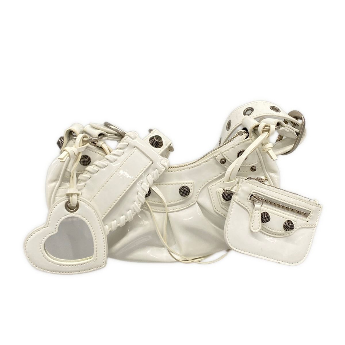 Balenciaga Shoulder Bag le Cagole XS White Leather