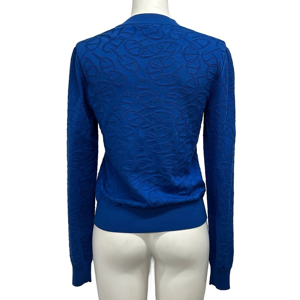 Hermes Cardigan 34 S Naoussa Blue Long Sleeve Chaine D'ancre Motif Cotton Silk — view 2