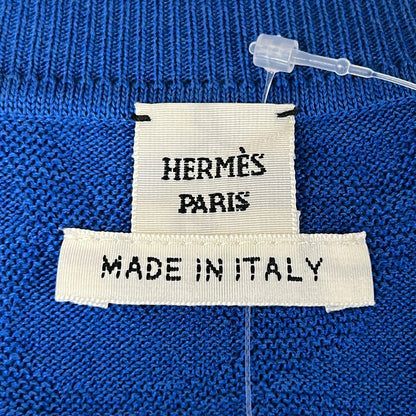 Hermes Cardigan 34 S Naoussa Blue Long Sleeve Chaine D'ancre Motif Cotton Silk — view 3