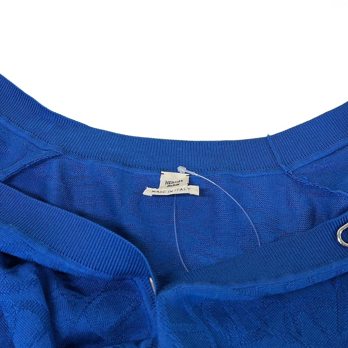 Hermes Cardigan 34 S Naoussa Blue Long Sleeve Chaine D'ancre Motif Cotton Silk — view 8