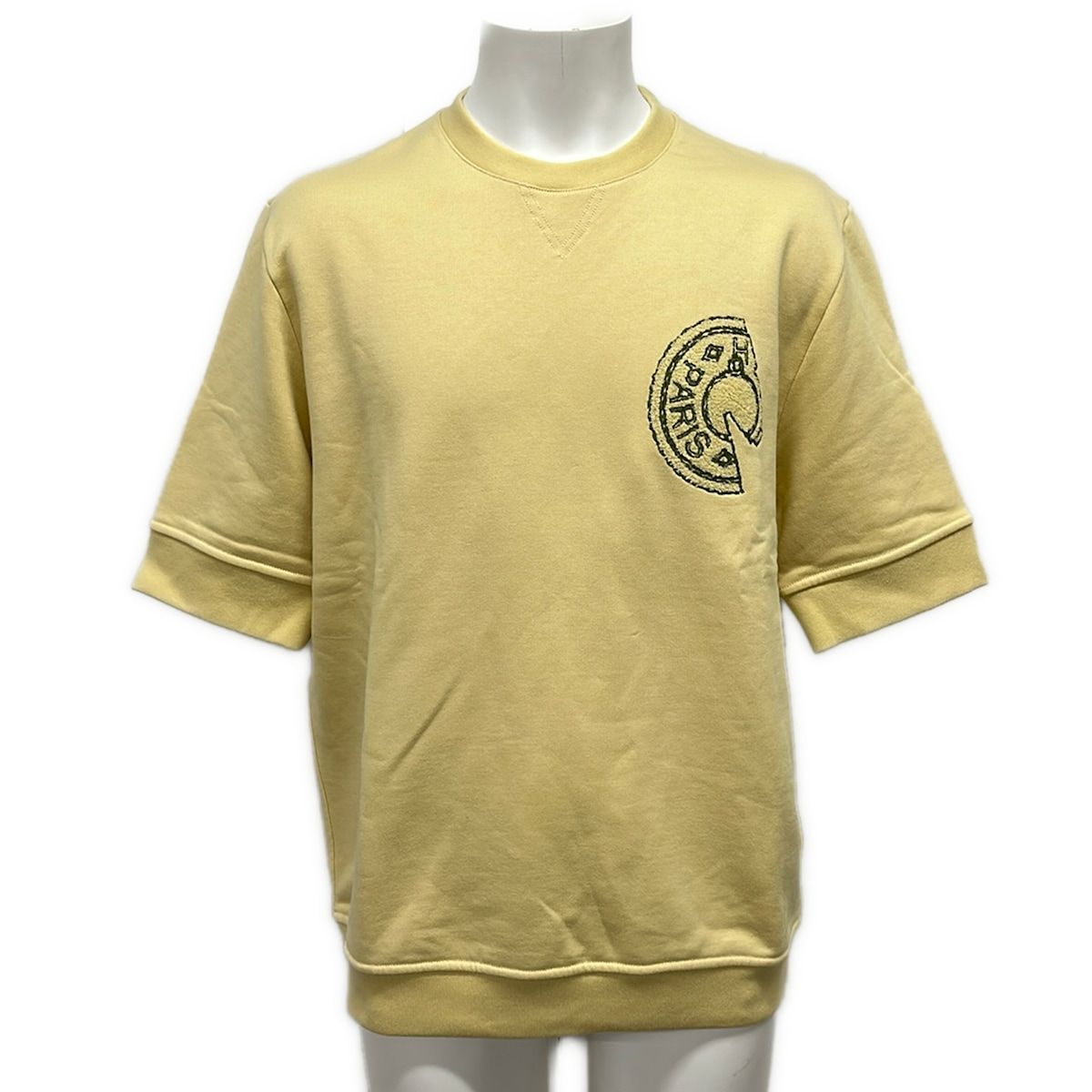 Hermes Short Sleeve T-Shirt S Round Neck Vanille Crew Cotton