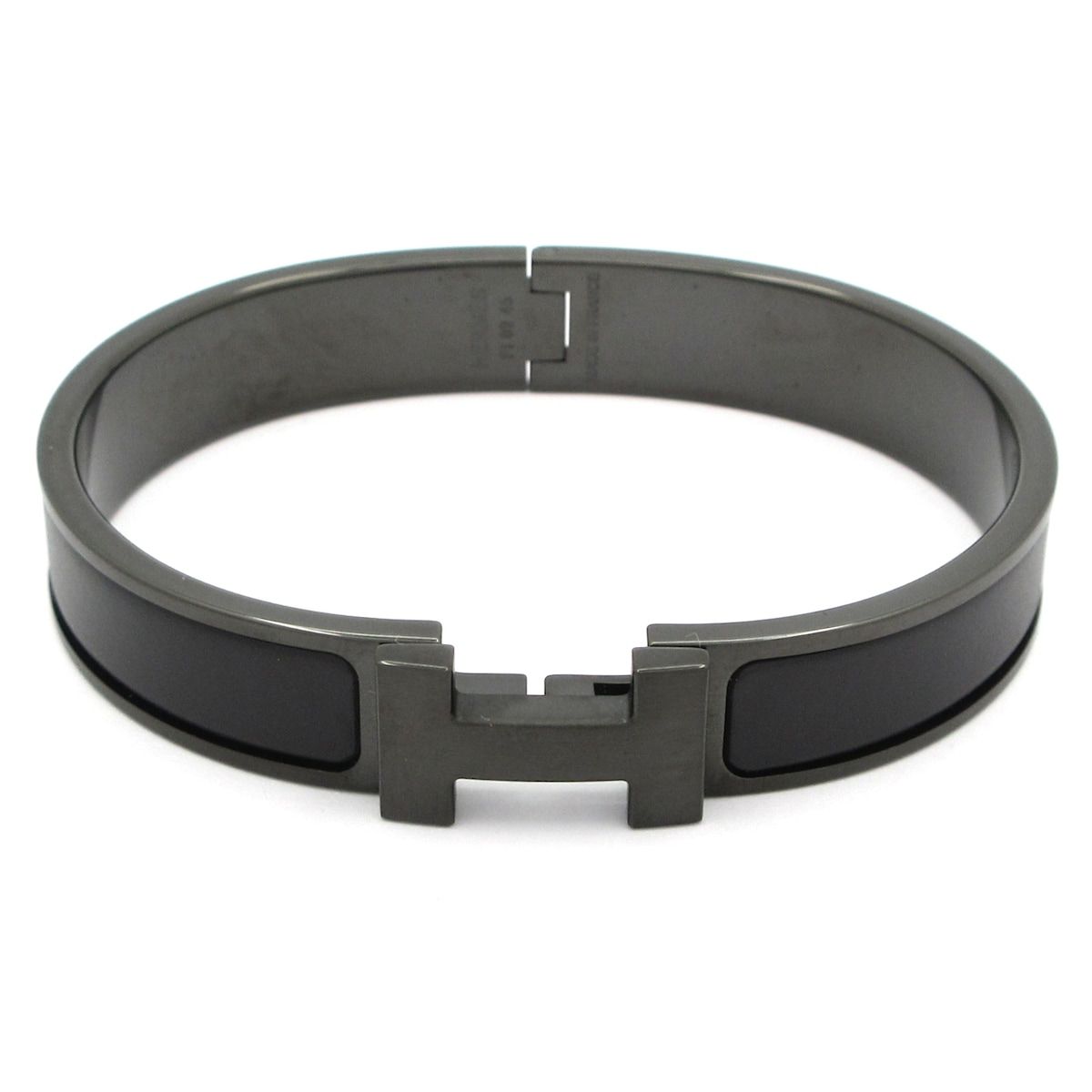 Hermes Bangle Click HH So Black Matte Enamel Bracelet