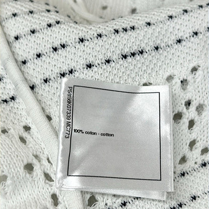 Chanel Dress 34 S White Black Short Sleeve Mini Border Cotton — view 5