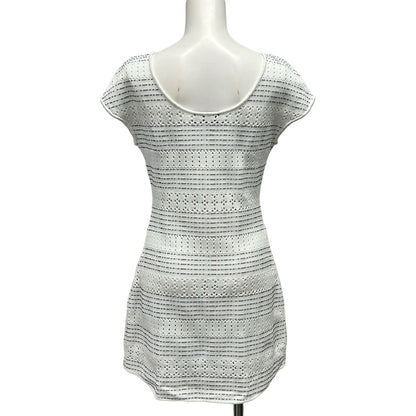 Chanel Dress 34 S White Black Short Sleeve Mini Border Cotton — view 2