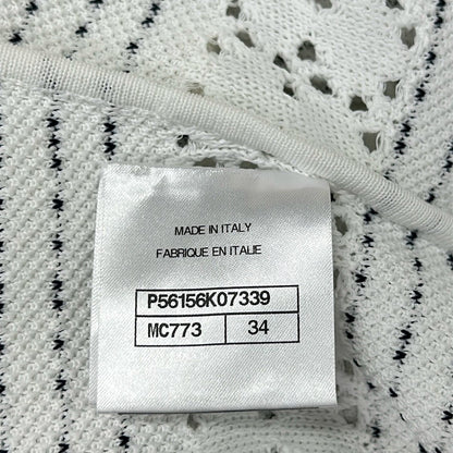 Chanel Dress 34 S White Black Short Sleeve Mini Border Cotton — view 4