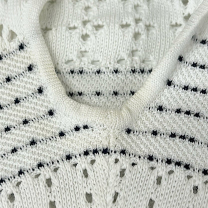 Chanel Dress 34 S White Black Short Sleeve Mini Border Cotton — view 7