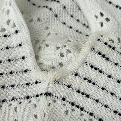 Chanel Dress 34 S White Black Short Sleeve Mini Border Cotton — view 6