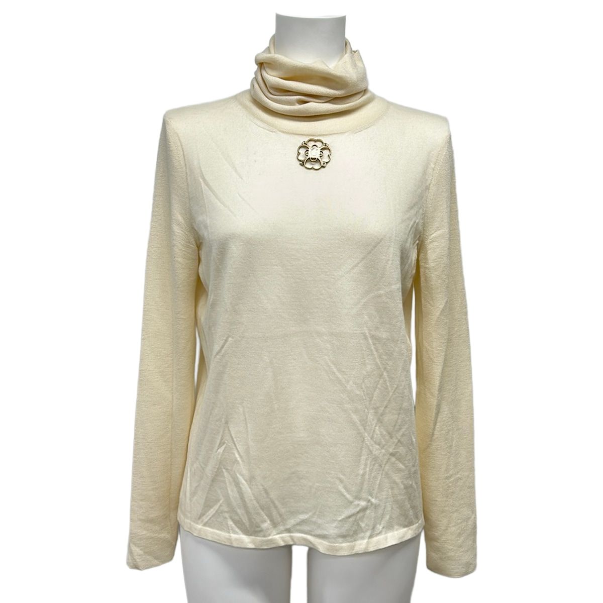 Chanel Long Sleeve Sweater 36 S Ivory Turtleneck Cashmere