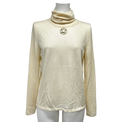 Chanel Long Sleeve Sweater 36 S Ivory Turtleneck Cashmere