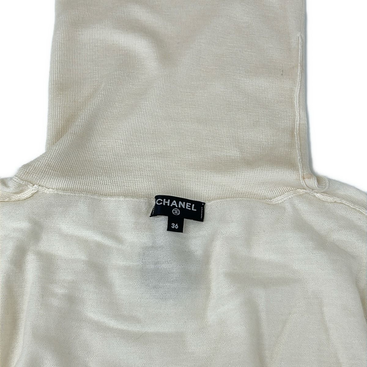 Chanel Long Sleeve Sweater 36 S Ivory Turtleneck Cashmere — view 8