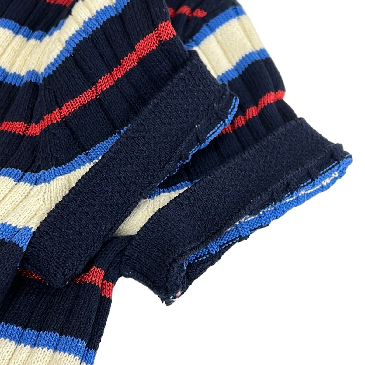 Chanel Dress 36 S Dark Navy Ivory Multi Short Sleeve Knee Length Knit Border — view 7
