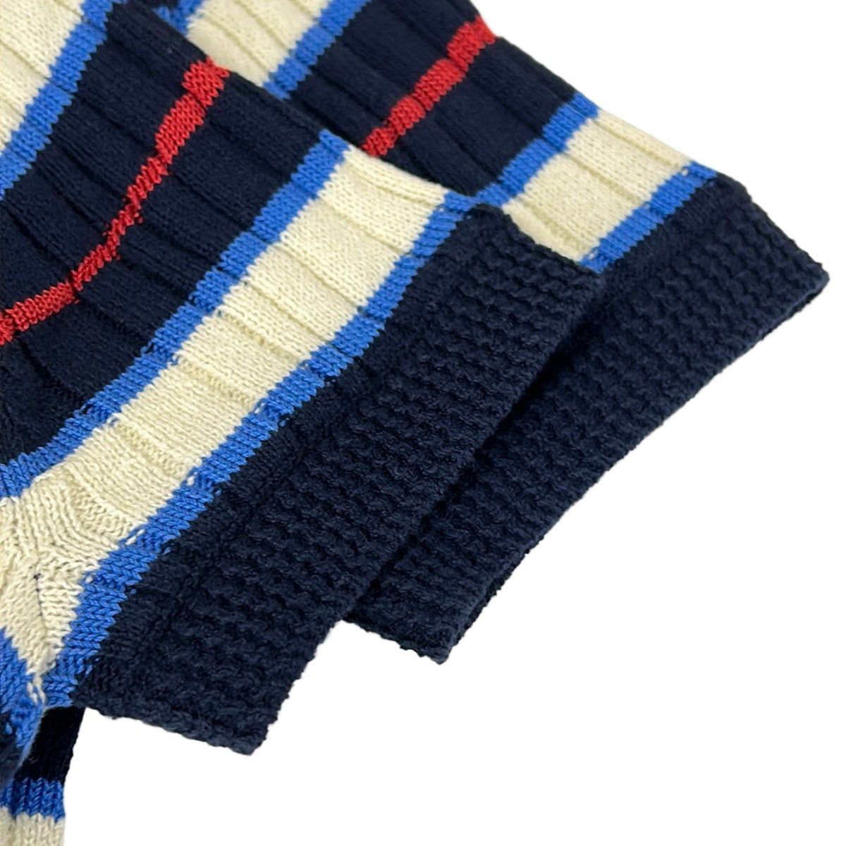 Chanel Dress 36 S Dark Navy Ivory Multi Short Sleeve Knee Length Knit Border — view 6