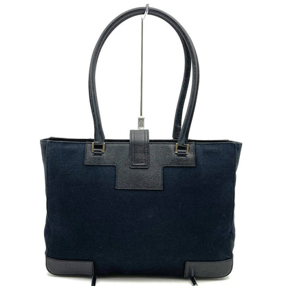Gucci 002 Logo Tote Canvas Leather Black — view 4