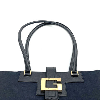 Gucci 002 Logo Tote Canvas Leather Black — view 5