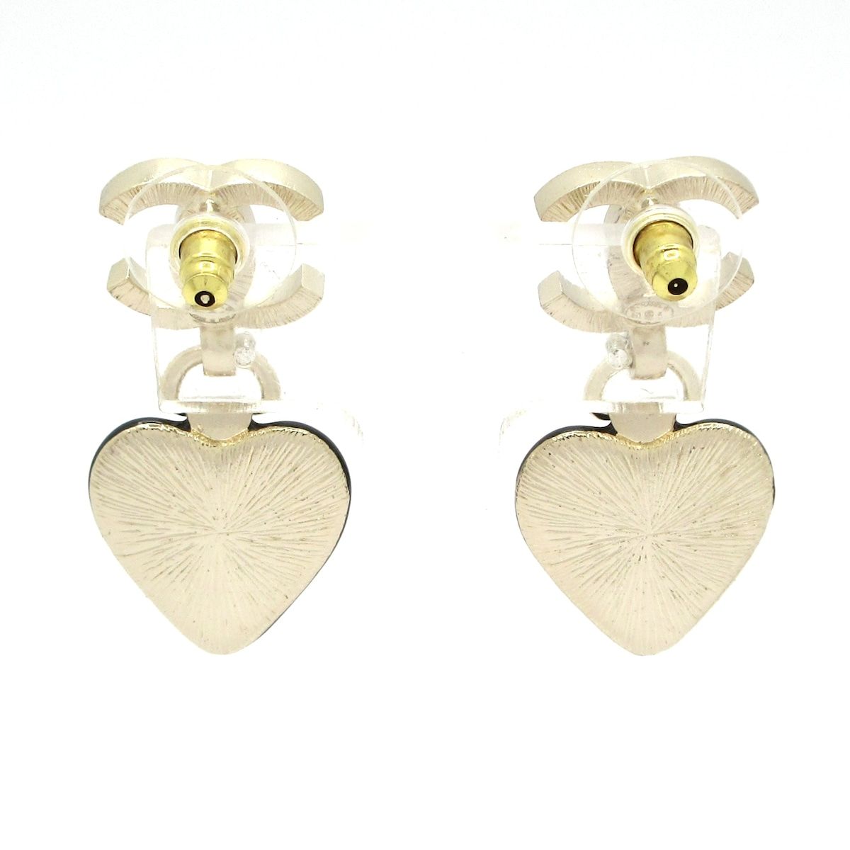 Chanel Earrings CC Logo Black Silver Bijou — view 3