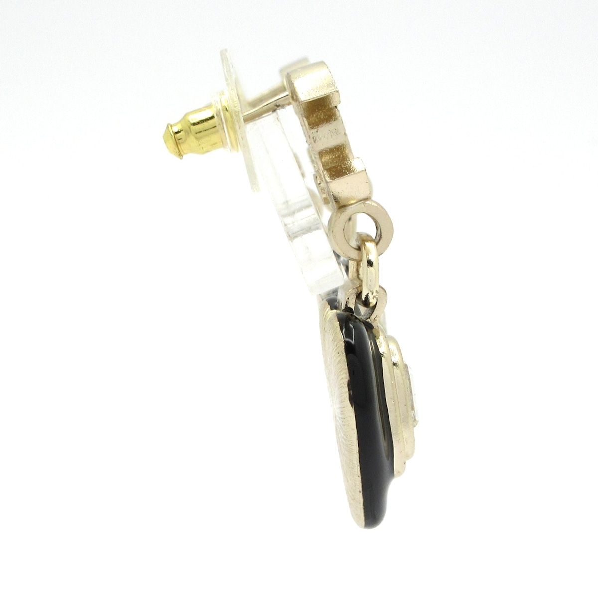 Chanel Earrings CC Logo Black Silver Bijou — view 2