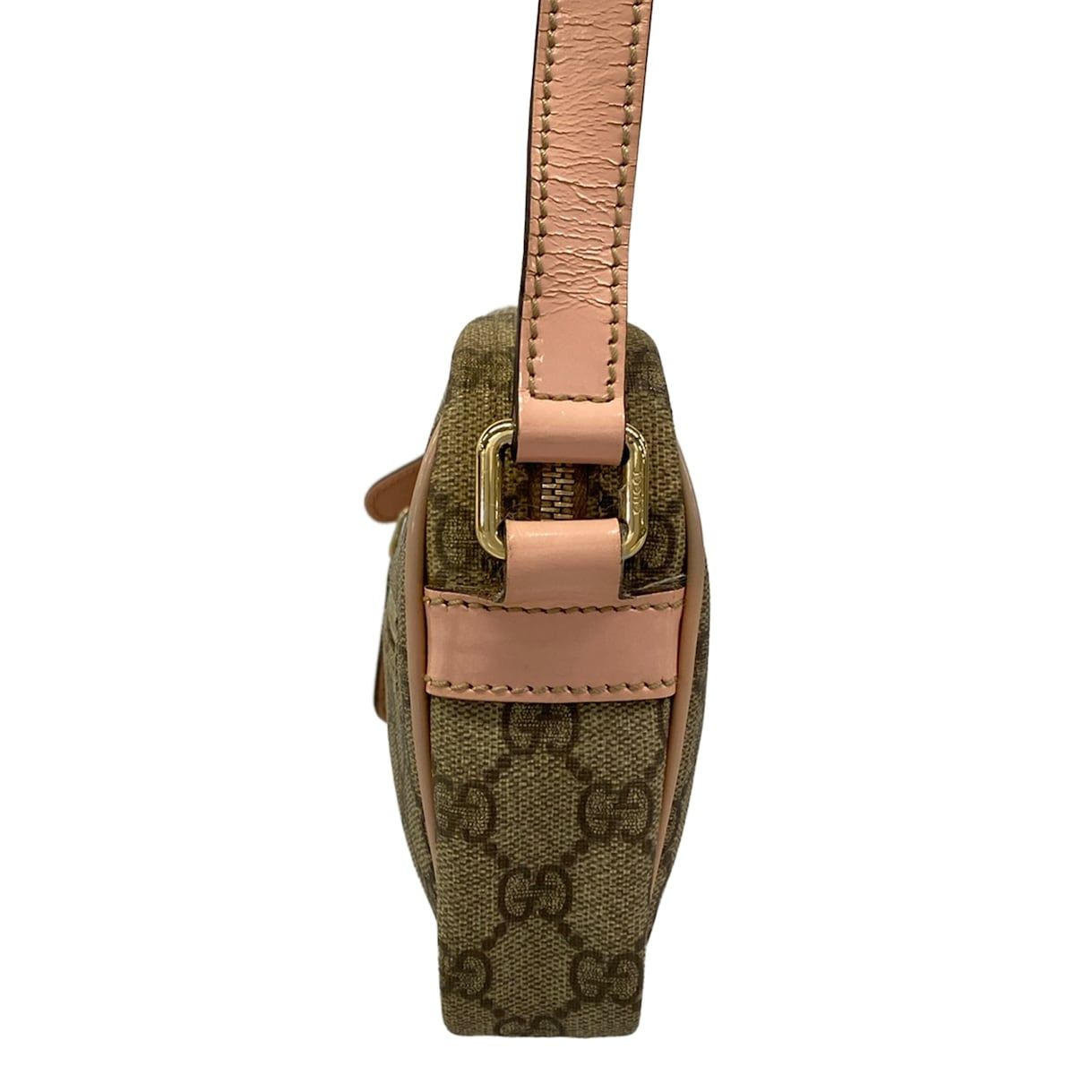 Gucci Shoulder Bag GG Plus Supreme Beige Dark Brown Light Pink Leather — view 4