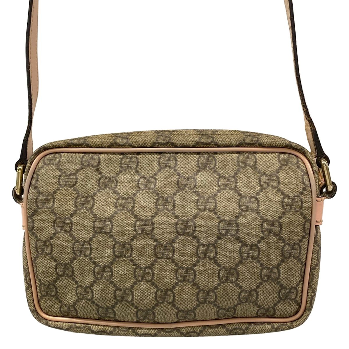Gucci Shoulder Bag GG Plus Supreme Beige Dark Brown Light Pink Leather — view 3
