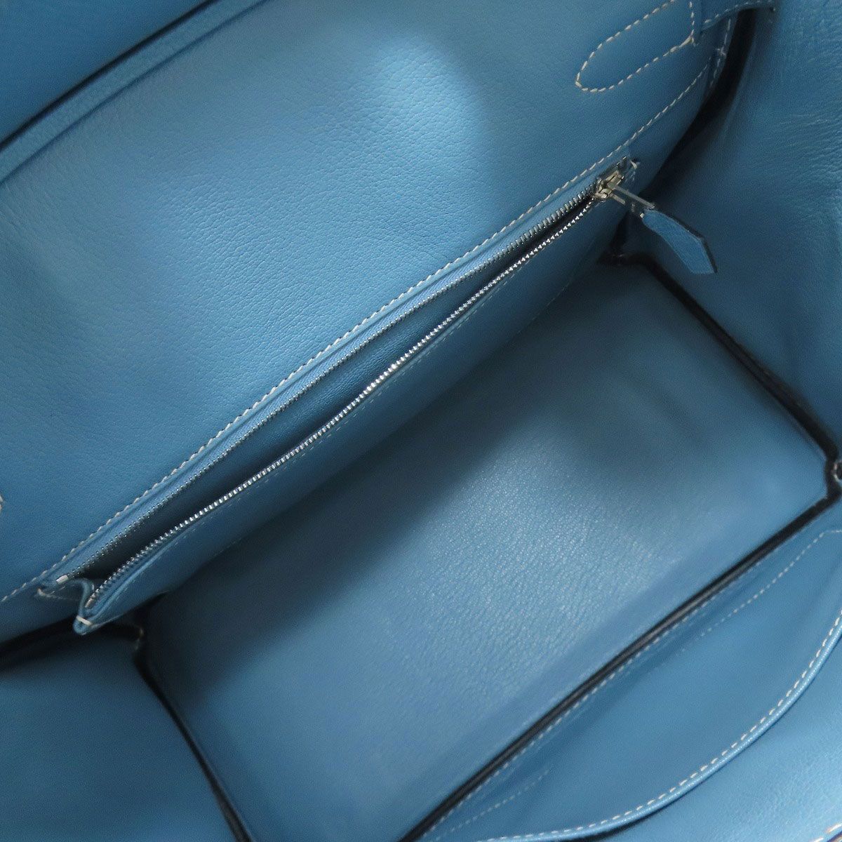 Hermes Birkin 30 Blue Jean Silver Handbag Epsom — view 5