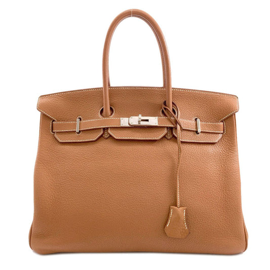 Hermes Birkin 35 Gold Silver Handbag Taurillon