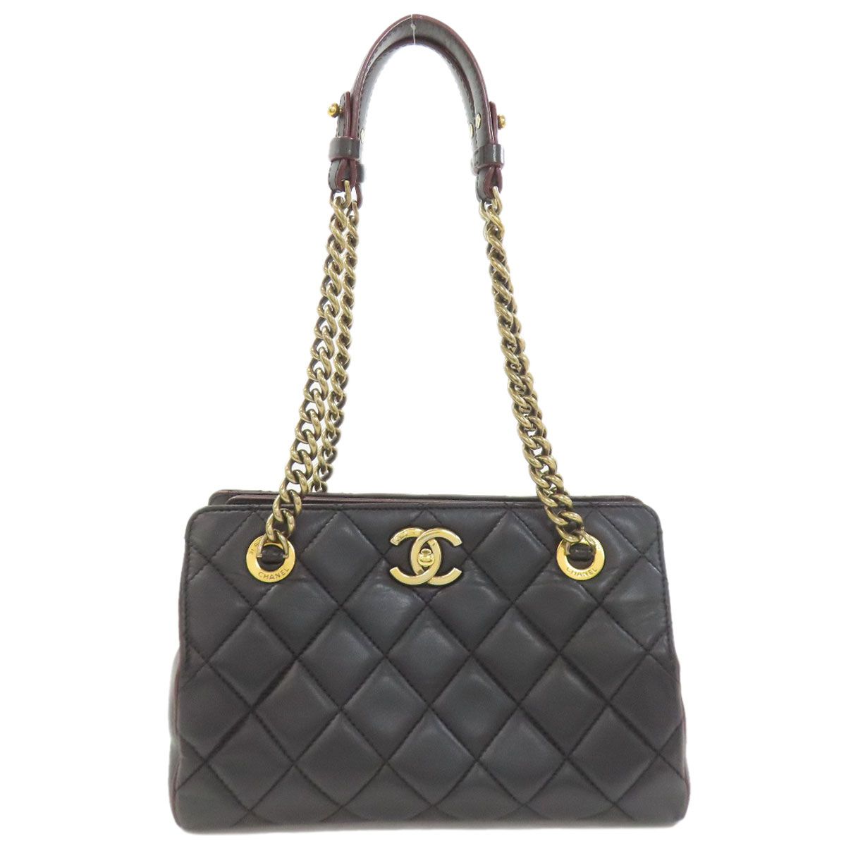 Chanel Chain Shoulder Quilted Gold Bag Lambskin