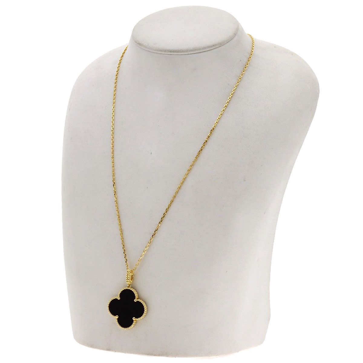 Van Cleef & Arpels Magic Alhambra Onyx Necklace 18k Yellow Gold — view 7