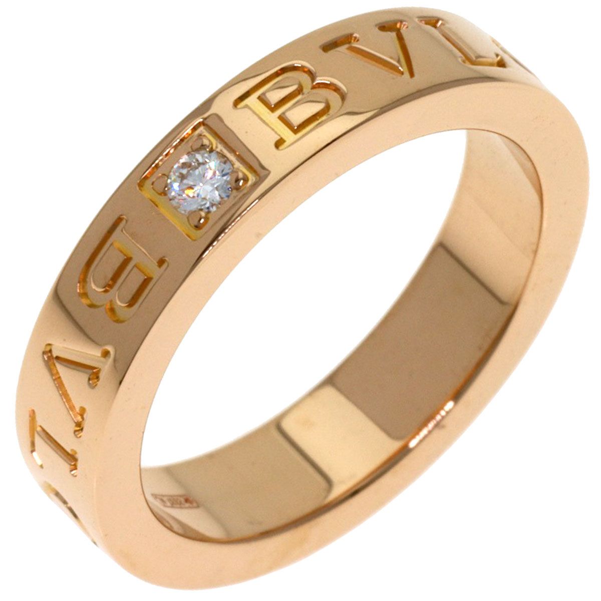 Bvlgari Essential Band Diamond Ring 18k Pink Gold — view 2