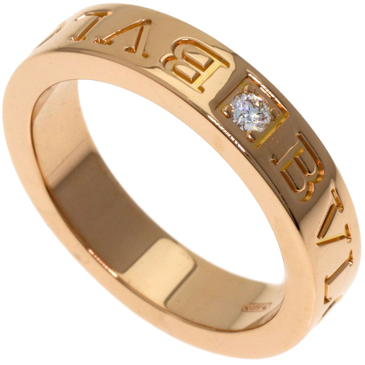 Bvlgari Essential Band Diamond Ring 18k Pink Gold