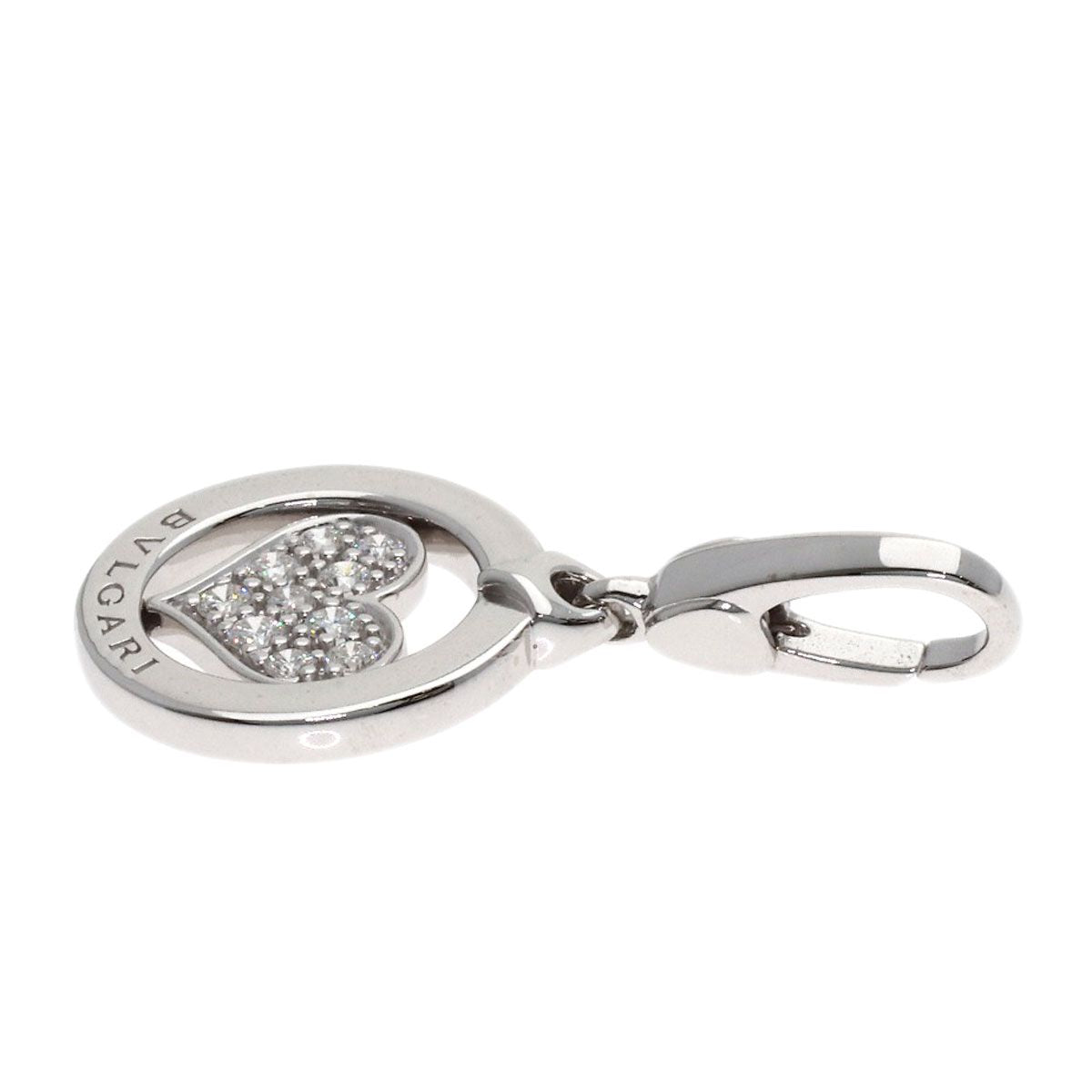 Bvlgari Tondo Heart Diamond Charm Pendant 18k White Gold — view 3