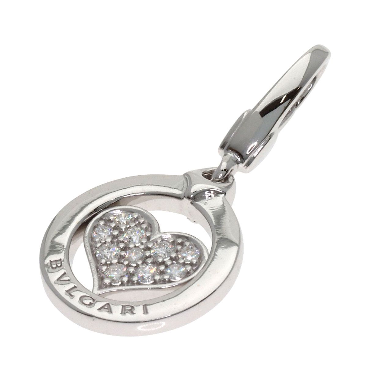 Bvlgari Tondo Heart Diamond Charm Pendant 18k White Gold
