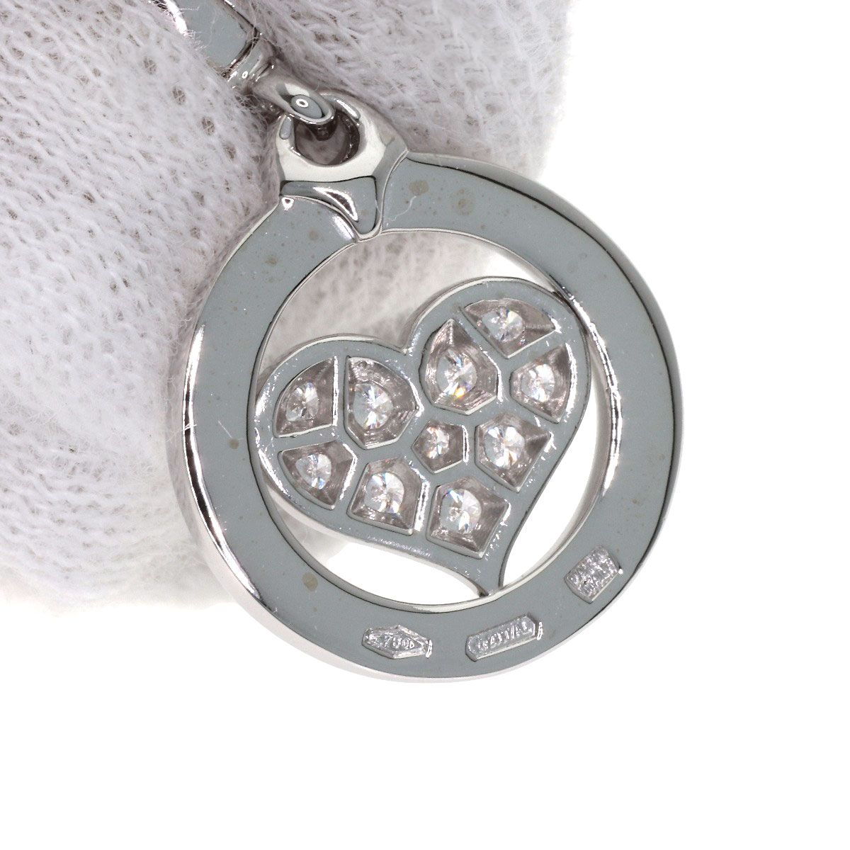 Bvlgari Tondo Heart Diamond Charm Pendant 18k White Gold — view 5