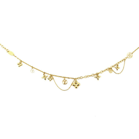 Louis Vuitton Necklace Blue Gold Color Pendant LV Monogram