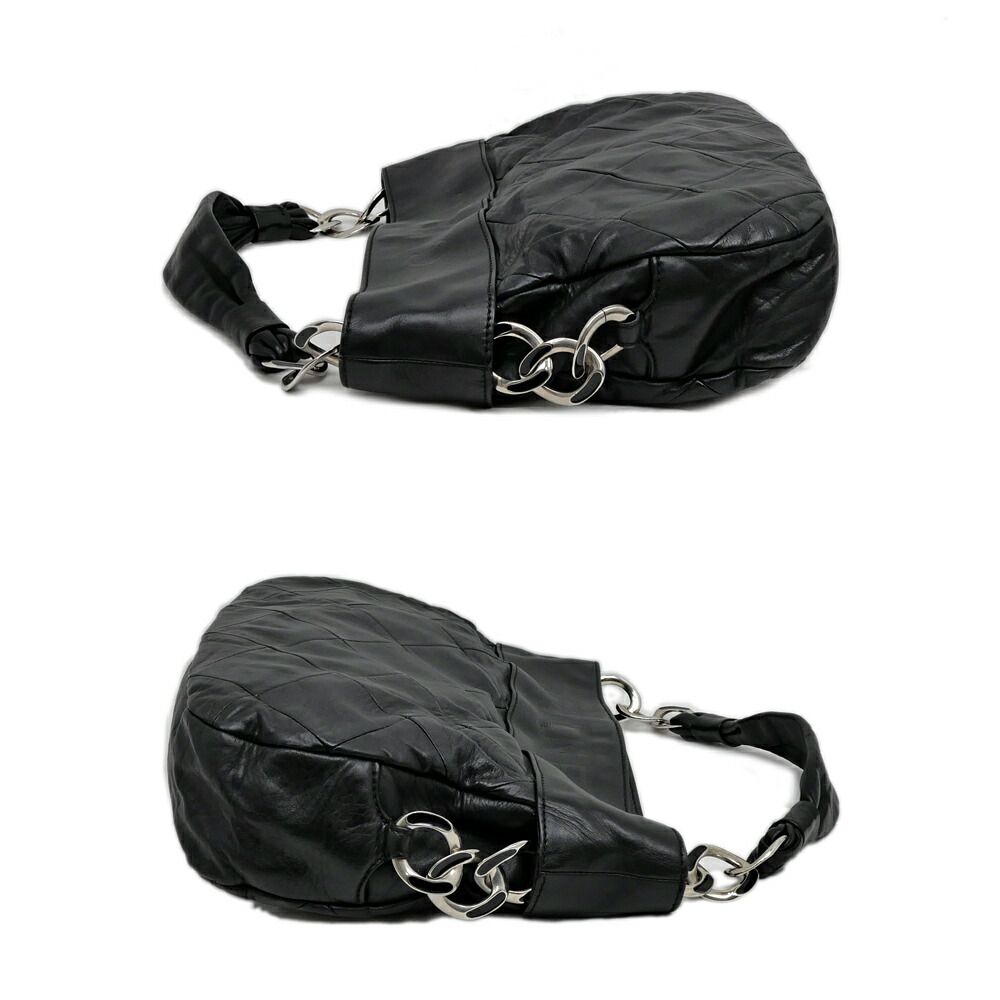 Chanel Shoulder Quilted Bag Lambskin Black Silver Chain Leather — view 4
