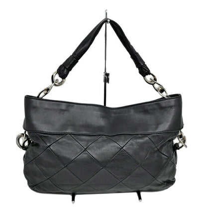 Chanel Shoulder Quilted Bag Lambskin Black Silver Chain Leather — view 2