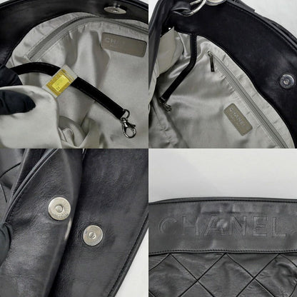 Chanel Shoulder Quilted Bag Lambskin Black Silver Chain Leather — view 7