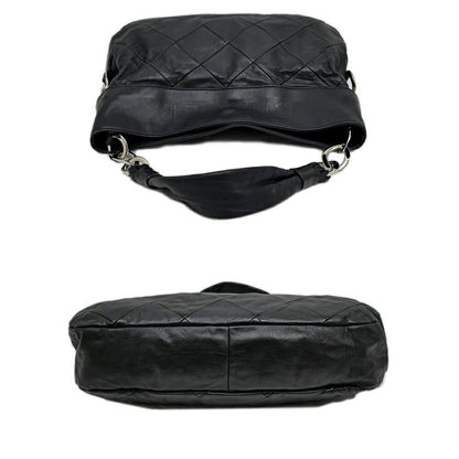 Chanel Shoulder Quilted Bag Lambskin Black Silver Chain Leather — view 3
